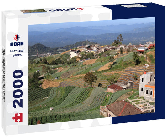 Noah Jigsaw Puzzle rice fields and colorful houses and buildings in a top hill of Magelang City in Central Java Province, Indonesia 2000 pieces