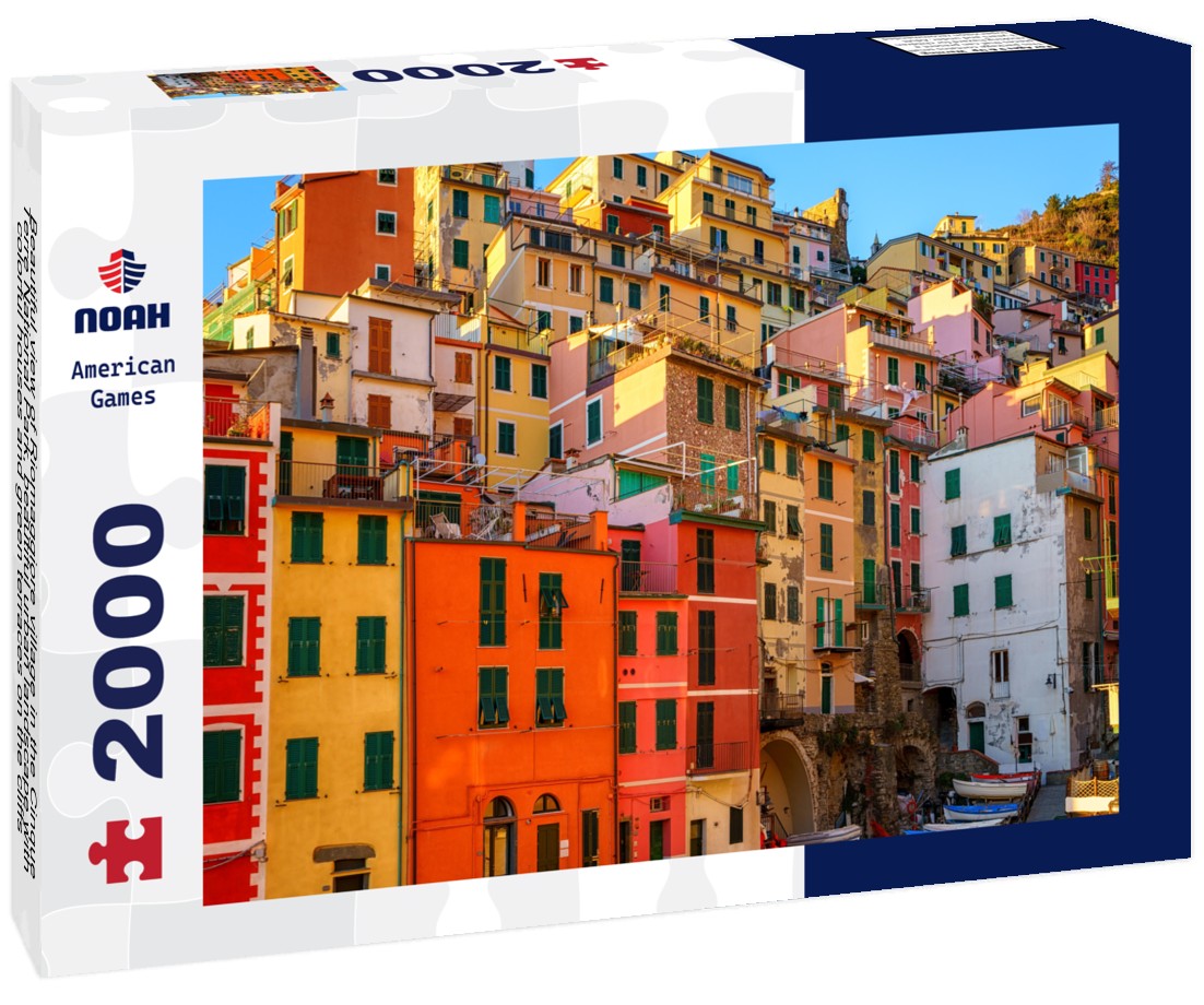 Beautiful view of Riomaggiore village in the Cinque Terre National Park, beautiful urban landscape with colorful houses and green terraces on the cliffs above the sea, Liguria region of Italy 2000pc Puzzle
