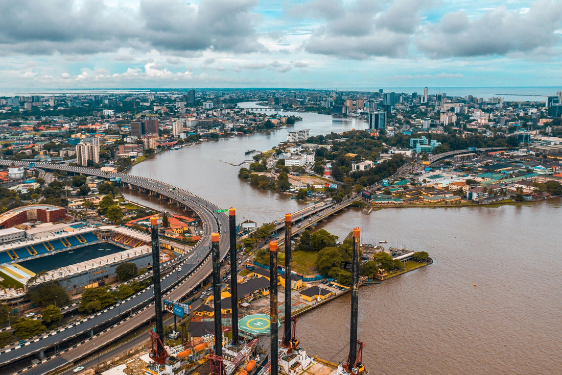 An aerial view of Lagos city waterside roads and buildings 2000pc Puzzle