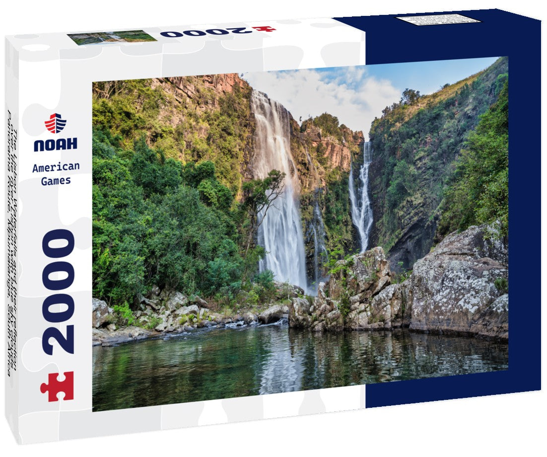 Noah Jigsaw Puzzle The Lisbon Waterfalls and their reflection over the river Lisbon with blue sky clouds, Panorama Route, Mpumalanga, South Africa 2000 pieces