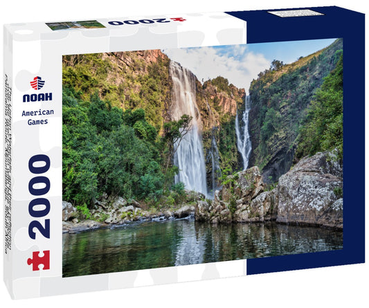 Noah Jigsaw Puzzle The Lisbon Waterfalls and their reflection over the river Lisbon with blue sky clouds, Panorama Route, Mpumalanga, South Africa 2000 pieces