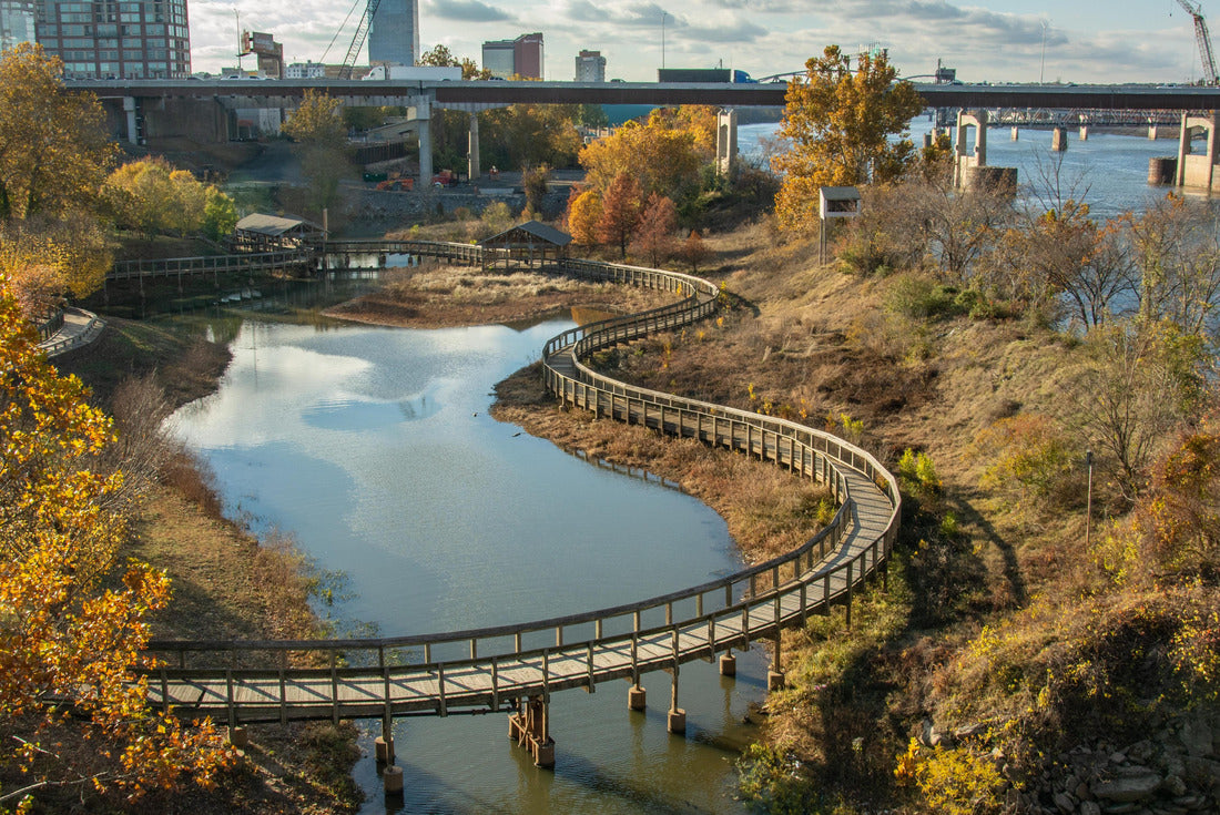 Little Rock downtown over the “Bill” Clark wetland in Clinton Presidential Park, Arkansas 2000pc Puzzle
