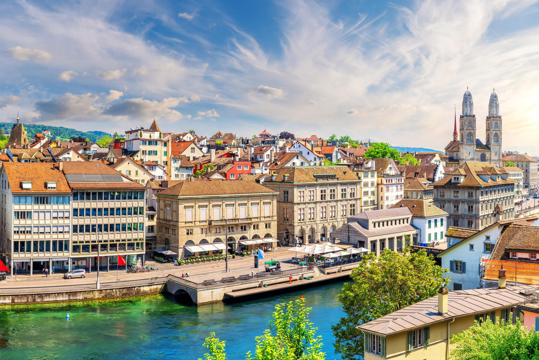 Aerial sunset  downtown Zurich, Switzerland 2000pc Puzzle