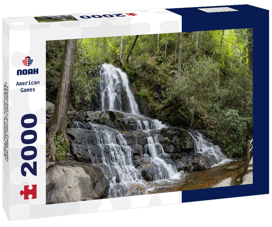 Noah Jigsaw Puzzle Waterfall Laurel Falls with bridge trail in Great Smoky Mountains National Park 2000 pieces