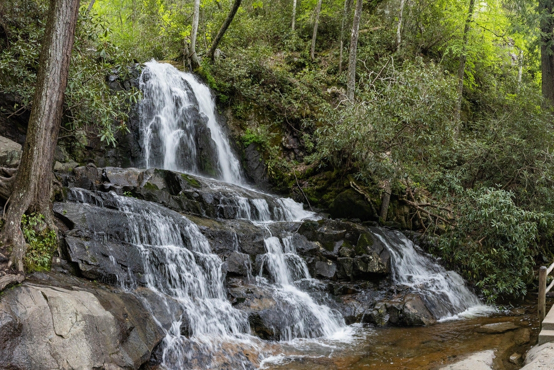Waterfall Laurel Falls with bridge trail in Great Smoky Mountains National Park 2000pc Puzzle