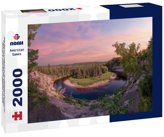 Noah Jigsaw Puzzle Big Bend Lookout in Arrowhead Provincial Park near Huntsville, Ontario is seen during a beautiful magenta sunset 2000 pieces