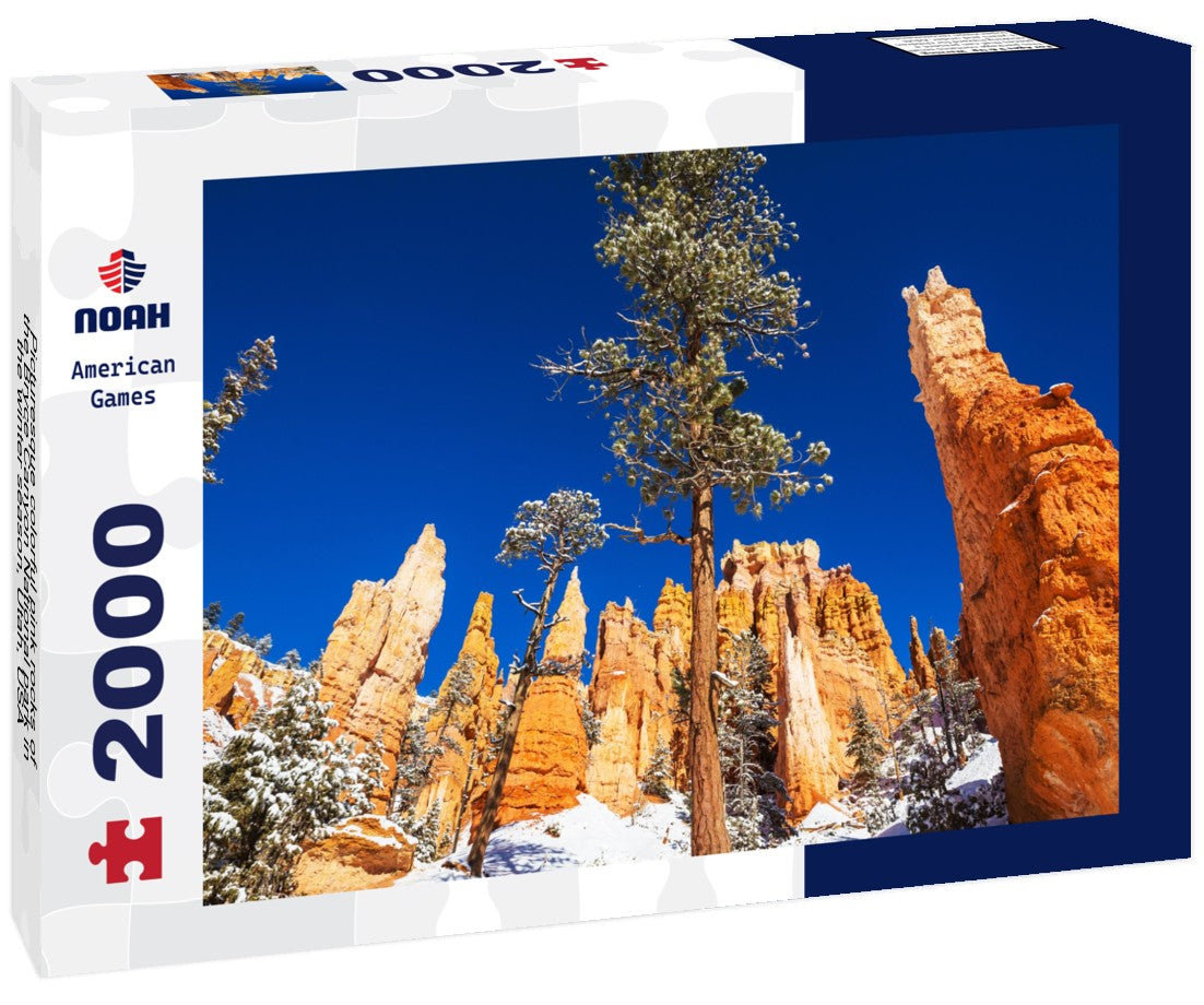 Noah Jigsaw Puzzle Picturesque colorful pink rocks of the Bryce Canyon National park in the winter season, Utah, USA 2000 pieces