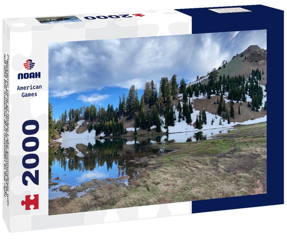 Ridge Lake surroundings with Ridge Lake reflecting the background to the left and the meadow and mountain to the right at Lassen Volcanic National Park 2000pc Puzzle