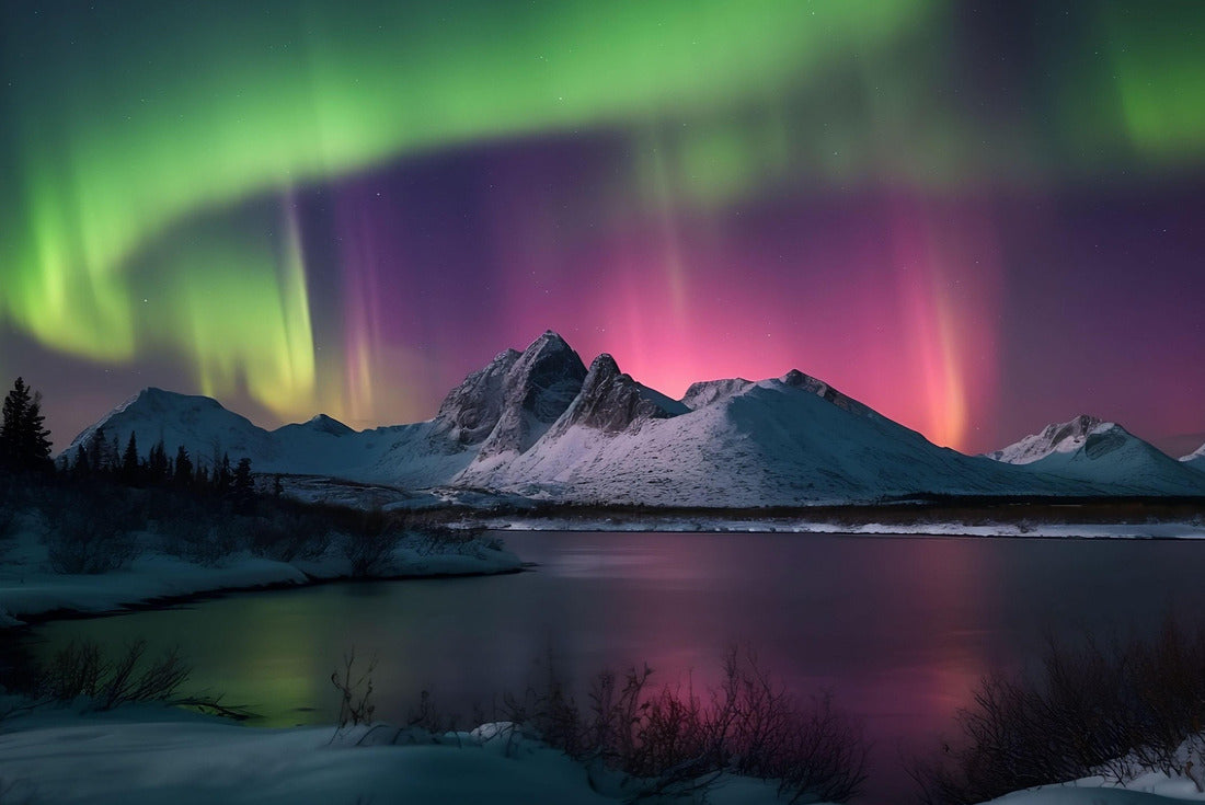 A spectacular view of the night sky in Alaska, featuring a vibrant, swirling display of the Aurora Borealis above a distant mountain range 2000pc Puzzle