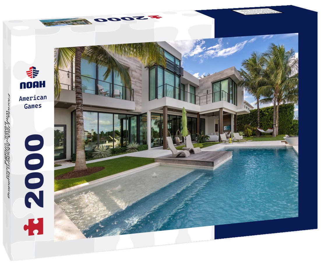 Florida, USA. Modern building with swimming pool, trees, chairs 2000pc Puzzle