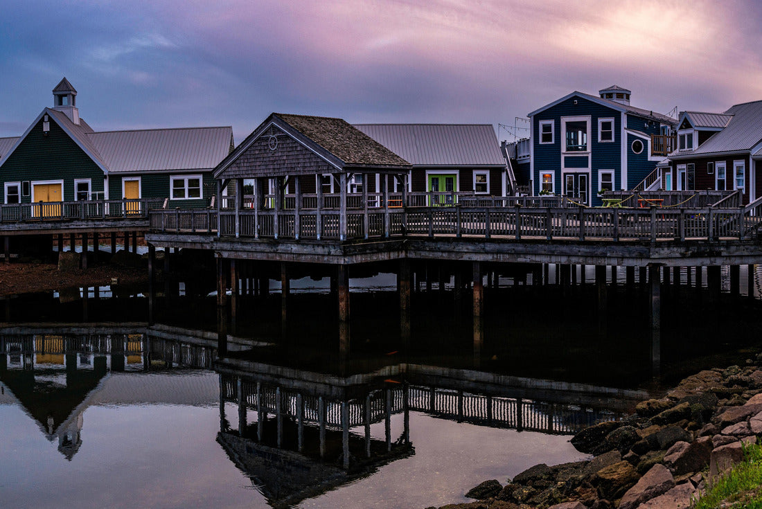 Summerside Harbour Sunset Seascape with rustic cottages and shops, and water reflections at dusk in the Gulf of St. Lawrence, Prince Edward Island, Canada 2000pc Puzzle