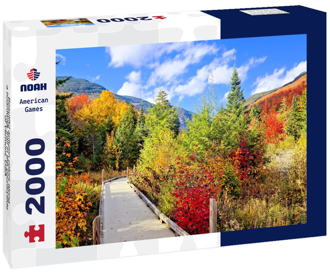 Beautiful autumn colors along a boardwalk trail in the countryside of Vermont, USA 2000pc Puzzle