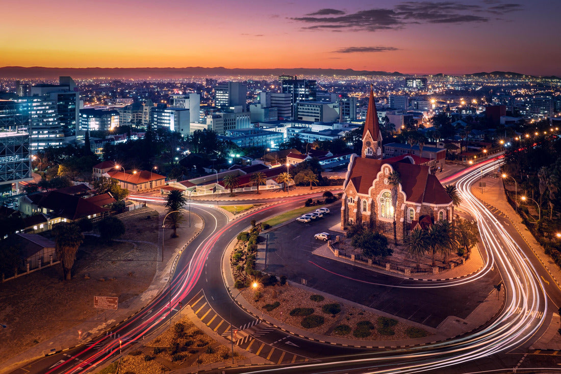 Aerial view of Windhoek, Namibia, featuring the its best-recognized landmark, the Christ Church (Christuskirche), a German Lutheran church combining Neo-Gothic and Art Nouveau styles, built in 1907 2000pc Puzzle