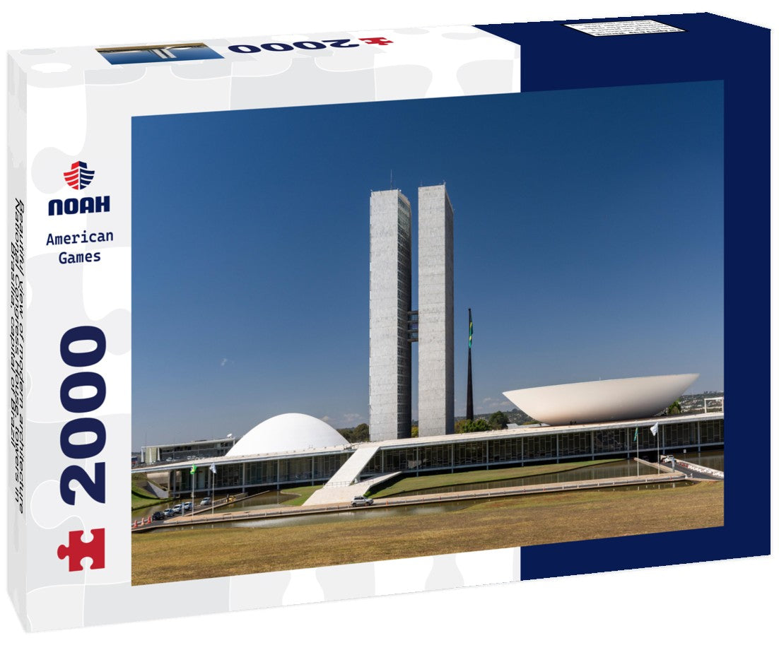 Beautiful view of modern architecture, National Congress House, towers in Brasília, capital of Brazil 2000pc Puzzle
