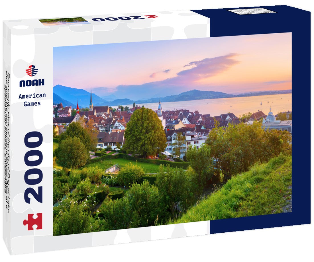 Noah Jigsaw Puzzle Panoramic view of the city of Zug at Lake Zug and the surrounding Swiss Alps at a spectacular sunset, Switzerland 2000 pieces