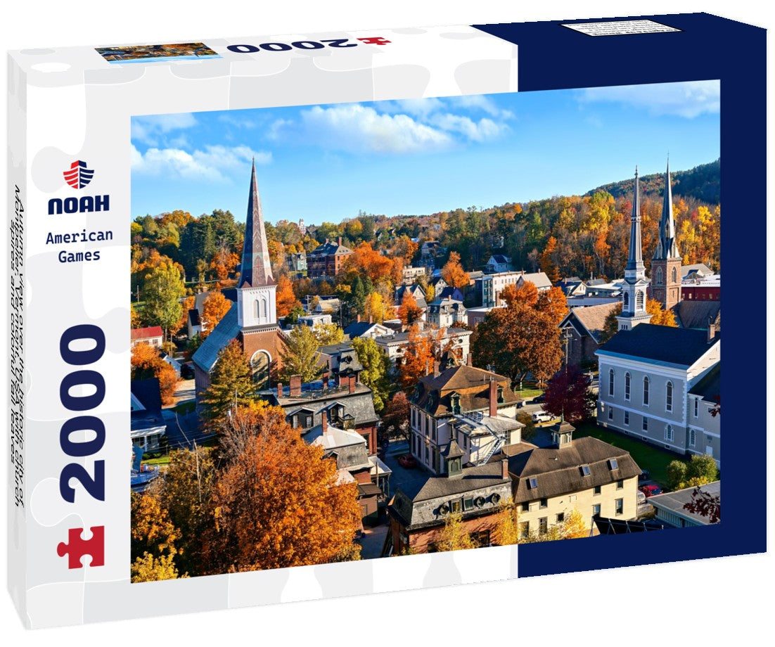 Autumn view over the historic city of Montpelier, Vermont, USA with church spires and colorful fall leaves 2000pc Puzzle