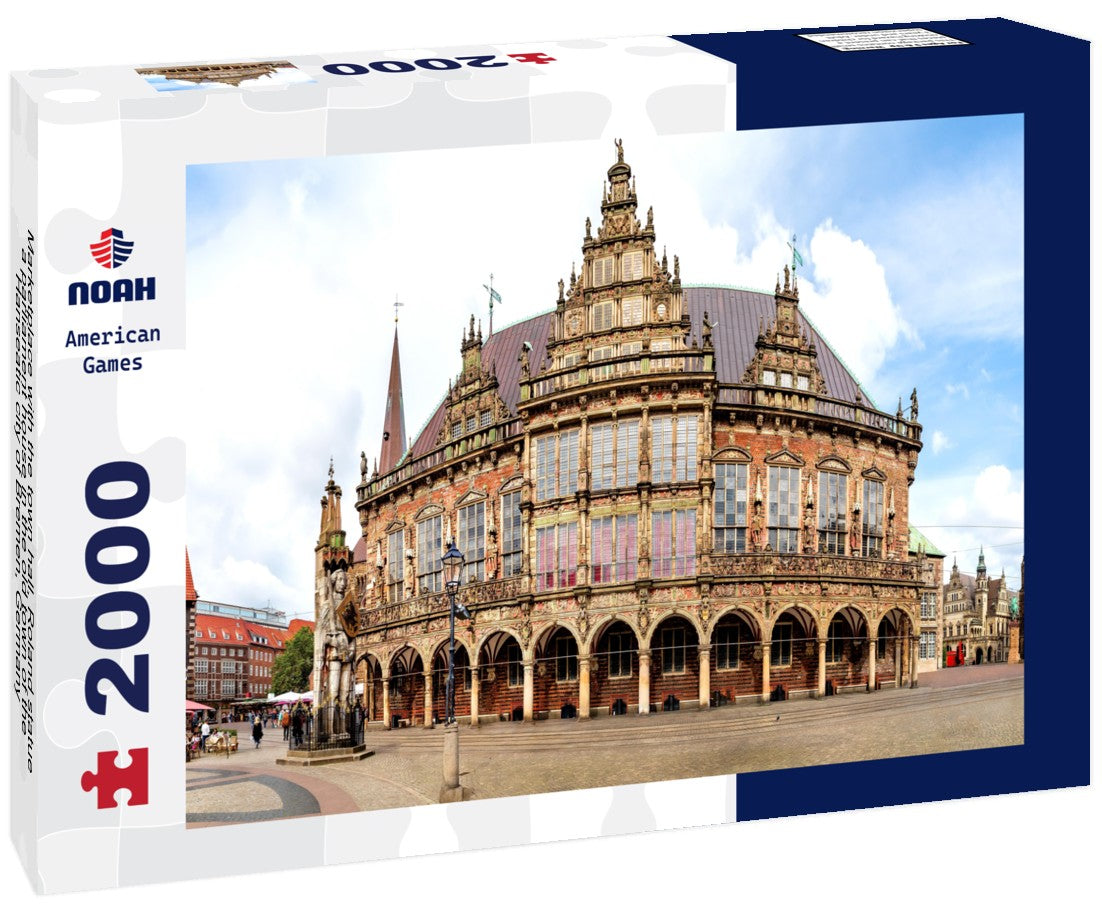 Marketplace with the town hall, Roland statue a parliament house in the old town of the Hanseatic city of Bremen, Germany 2000pc Puzzle
