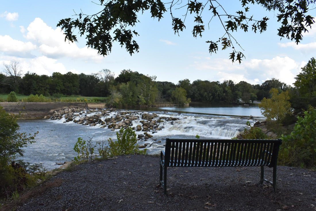 Bench overlooking Rochester Dam, John Prine Memorial Park, Kentucky 2000pc Puzzle