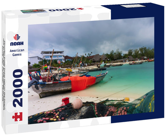 Noah Jigsaw Puzzle Wooden boats being laid on the beach due to high tide in the village of Kendwa, sunny day, Zanzibar, Tanzania 2000 pieces
