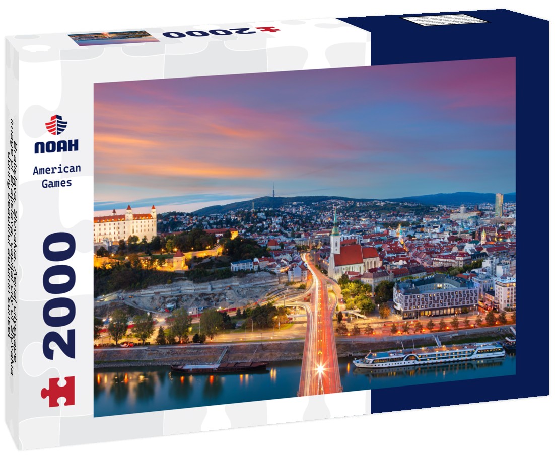 Bratislava, Slovakia. Aerial cityscape image of Bratislava, capital city of Slovakia during beautiful autumn sunset 2000pc Puzzle