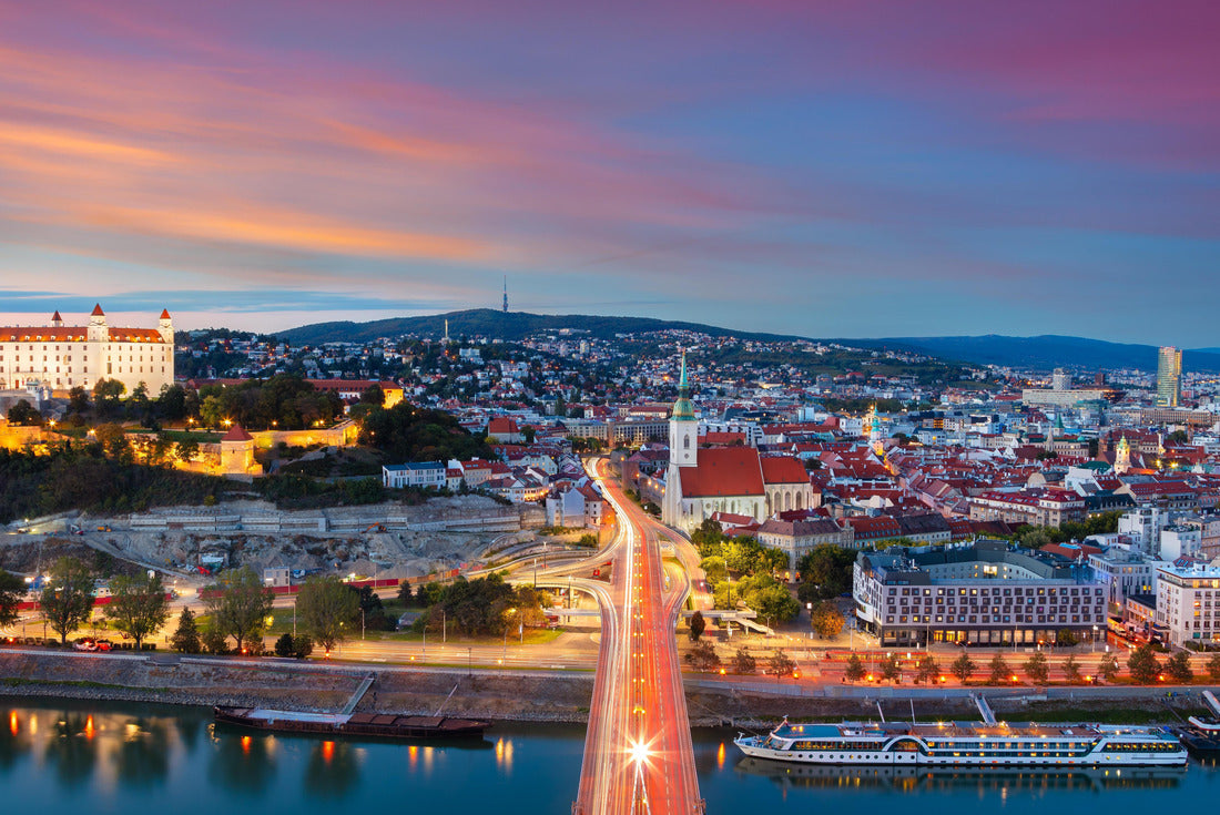 Bratislava, Slovakia. Aerial cityscape image of Bratislava, capital city of Slovakia during beautiful autumn sunset 2000pc Puzzle