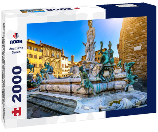 Noah Jigsaw Puzzle Fountain Neptune on the Piazza della Signoria in Florence, Italy. Florence's famous fountain. Florentine architecture. One of the main landmarks of Florence 2000 pieces
