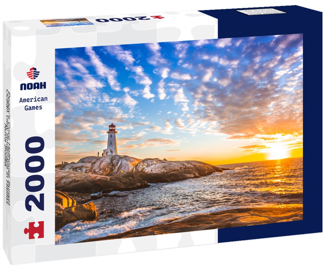 Noah Jigsaw Puzzle Peggy's Cove Hellhouse Sunset Ocean view landscape in Halifax, Nova Scotia 2000 pieces