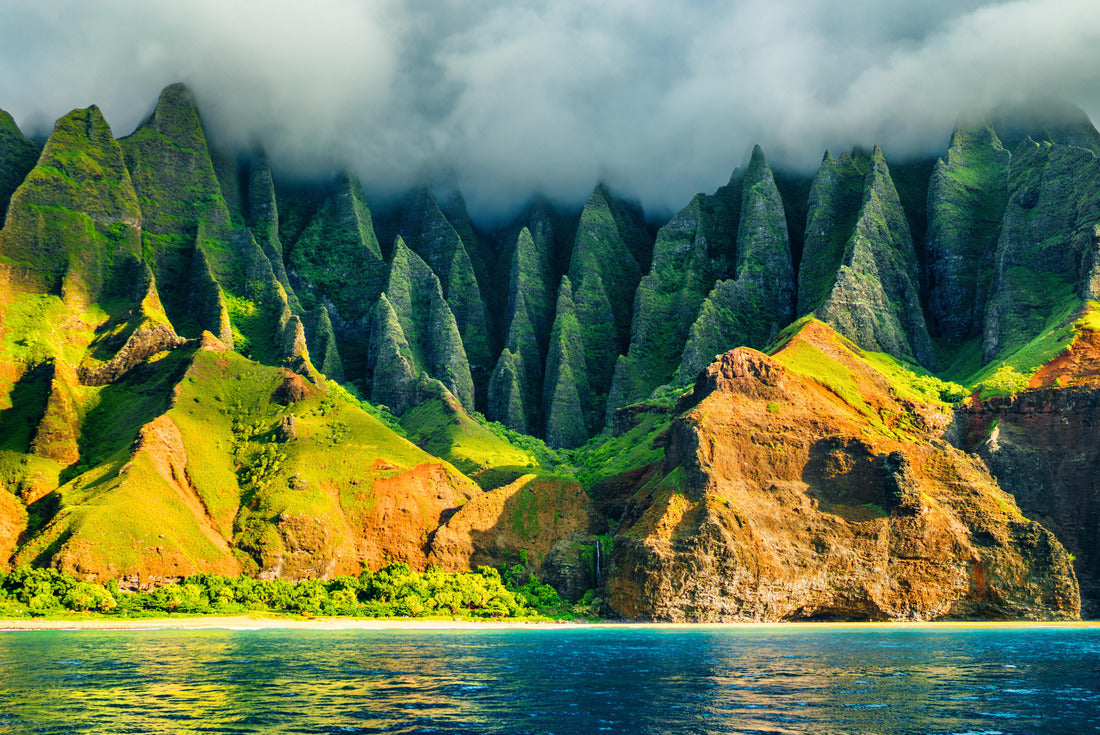 Na Pali Coast, Kauai, Hawaii view from an ocean sunset cruise tour. Scenery of the natural coast on the island of Kauai, Hawaii, USA 2000pc Puzzle