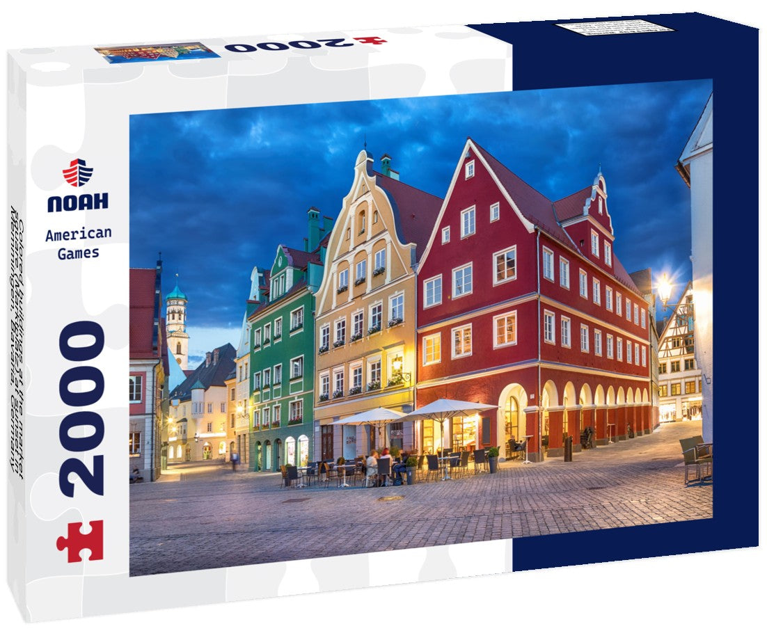 Colored buildings at the market square (Marktplatz) at sunset in Memmingen, Bavaria, Germany 2000pc Puzzle