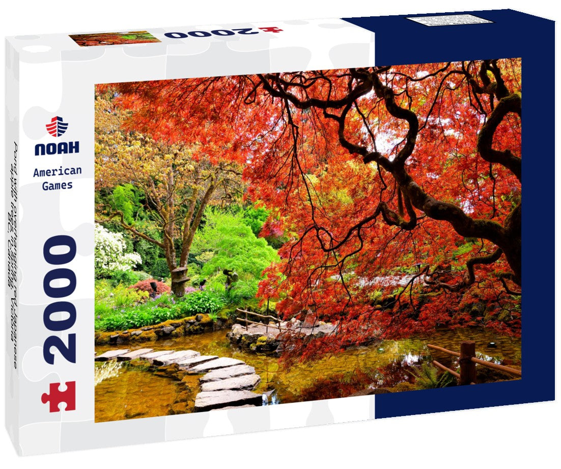Pond with overhanging red Japanese apple trees in spring, Victoria, BC, Canada 2000pc Puzzle