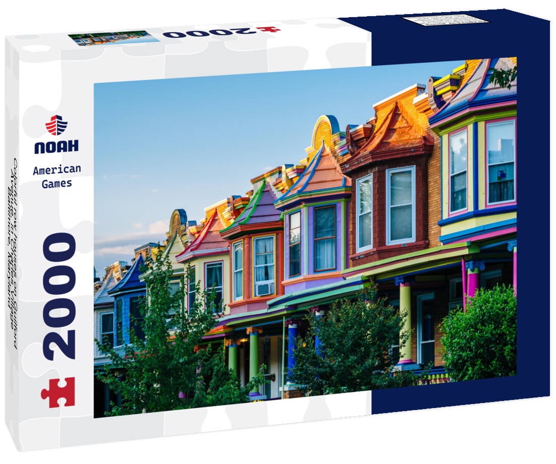Colorful row houses on Guilford Avenue, in Charles Village, Baltimore, Maryland 2000pc Puzzle