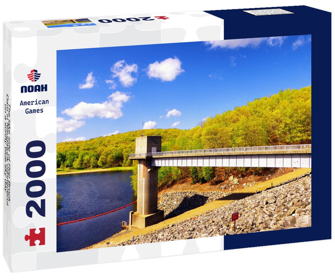 Noah Jigsaw Puzzle The lake side of Hop Brook Dam in Naugatuck connecticut on a sunny blue sky day 2000 pieces