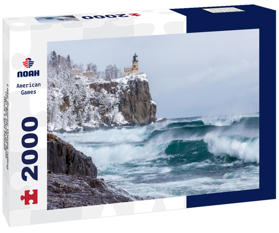 Lake Superior Waves rolling onto the shore at Split Rock Light House 2000pc Puzzle