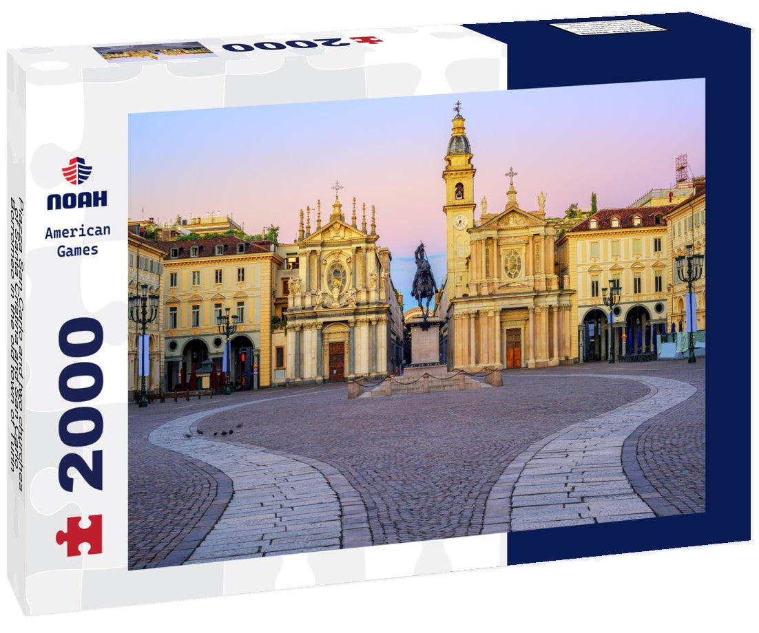 Piazza San Carlo and two churches of Santa Cristina and San Carlo Borromeo in the old town of Turin, Italy, at sunrise 2000pc Puzzle