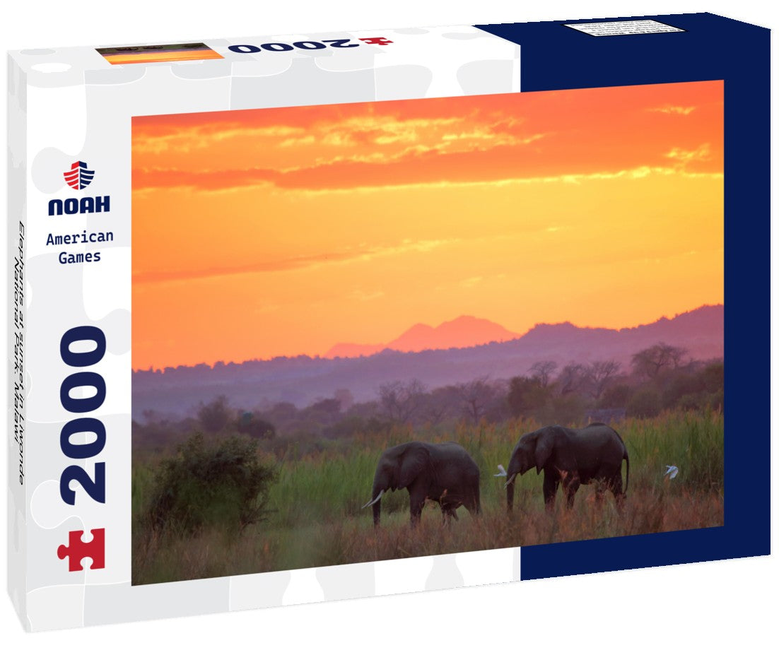 Elephants at sunset in Liwonde National Park. Malawi 2000pc Puzzle