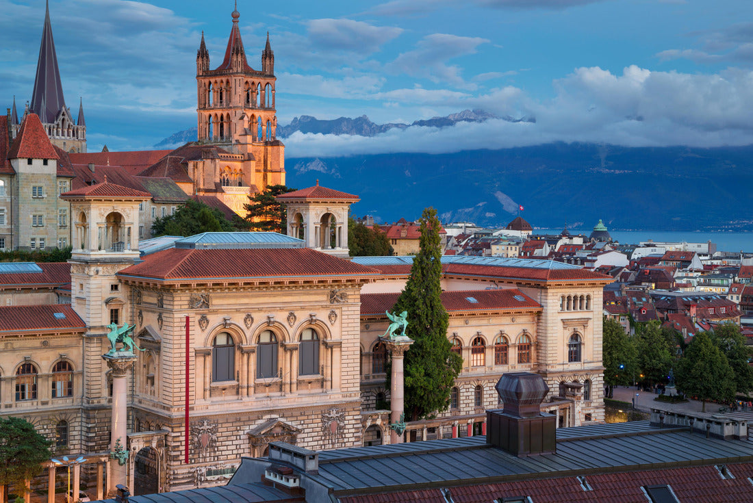 City of Lausanne. Cityscape of downtown Lausanne, Switzerland during twilight blue hour 2000pc Puzzle
