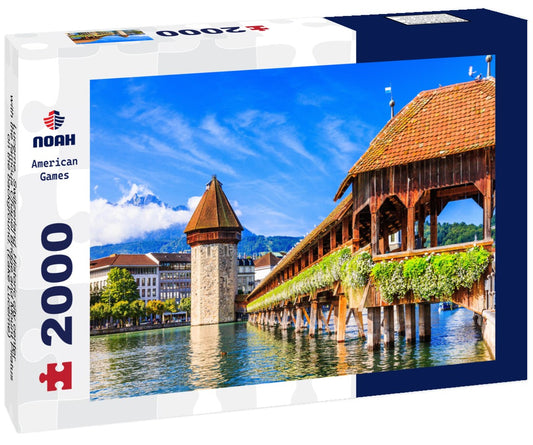 Noah Jigsaw Puzzle Lucerne, Switzerland. Historic city center with the famous Chapel Bridge and Mount Pilatus on the background. (Lake Lucerne) 2000 pieces