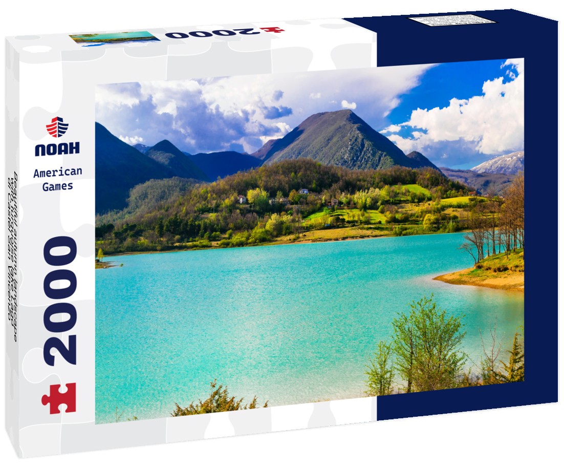 Beautiful autumn landscape with turquoise lake Lago di Castel San Vincenzo, Molise, Italy 2000pc Puzzle