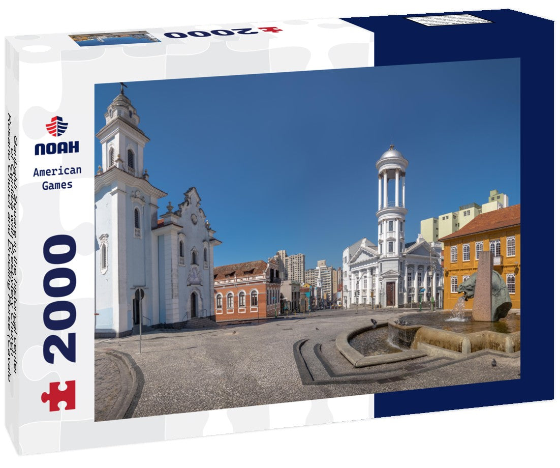 Garibaldi Square in the historical center of Curitiba with Presbytery Church, Rosario Church and Drooling Horse (Cavalo Babao) Fountain - Curitiba, Parana, Brazil 2000pc Puzzle
