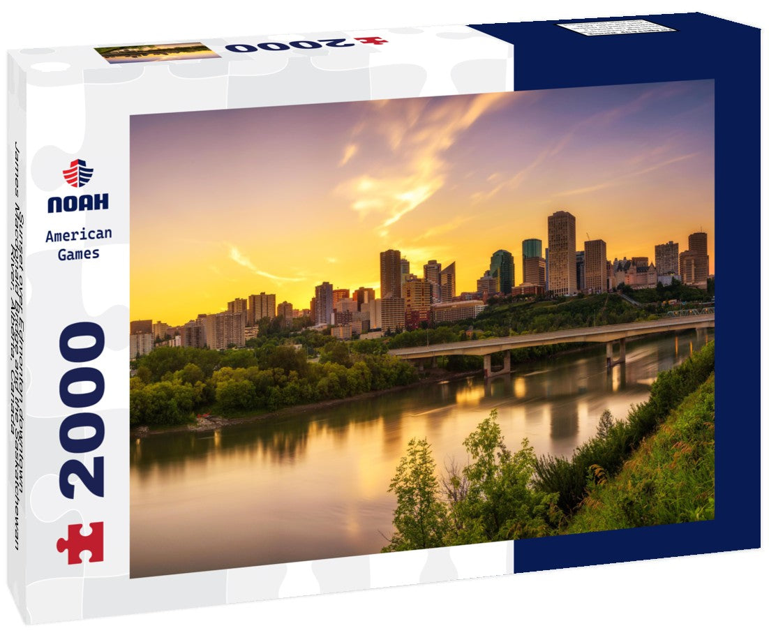Sunset over Edmonton downtown, James Macdonald Bridge and the Saskatchewan River, Alberta, Canada 2000pc Puzzle