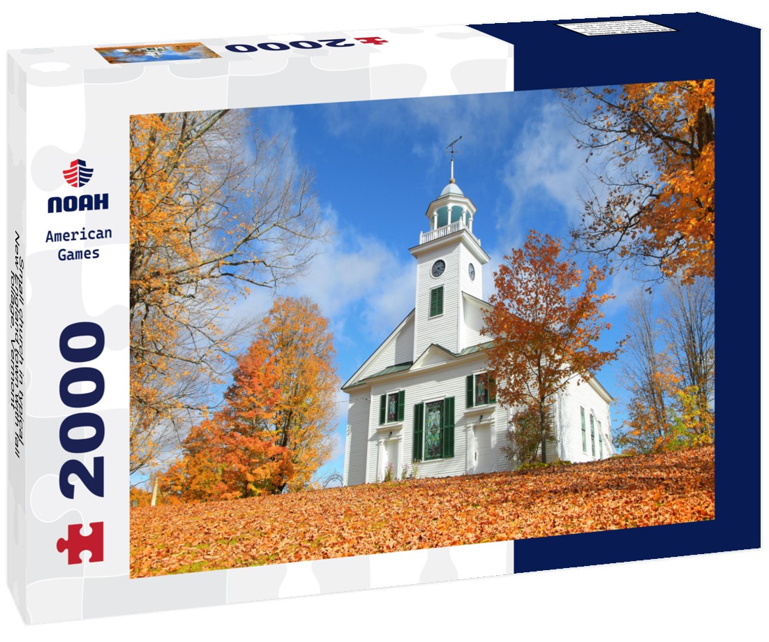 Small church in typical New England town with fall foliage, Vermont 2000pc Puzzle