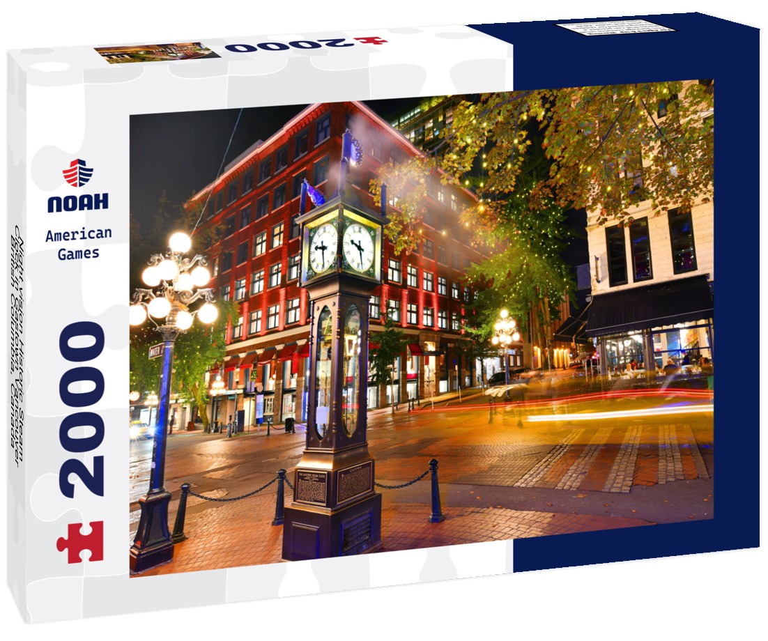 Night vision Historic Steam Clock in Gastown Vancouver, British Columbia, Canada 2000pc Puzzle