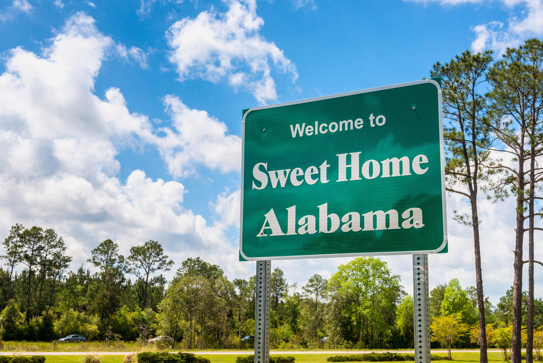Welcome to Sweet Home Alabama Road Sign along Interstate 10 in Robertsdale, Alabama USA, near the state line with Florida 2000pc Puzzle