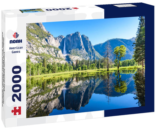 Noah Jigsaw Puzzle Yosemite National Park - Reflection in Merced River of Yosemite waterfalls and beautiful mountain landscape, hiking in the beautiful nature of California, USA 2000 pieces