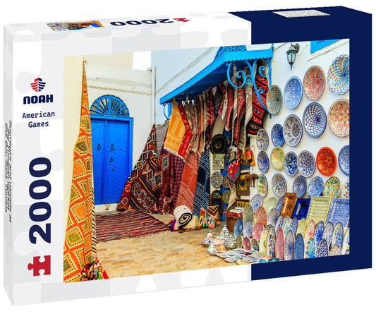 Noah Jigsaw Puzzle Souvenirs and carpets at the Tunisian market, Sidi Bou Said, Tunisia 2000 pieces