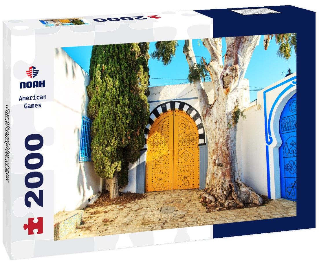 Noah Jigsaw Puzzle Traditional blue doors with ornaments in Sidi Bou Said, Tunisia 2000 pieces