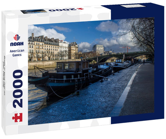Noah Jigsaw Puzzle Boats in sena river on pier, Paris city 2000 pieces
