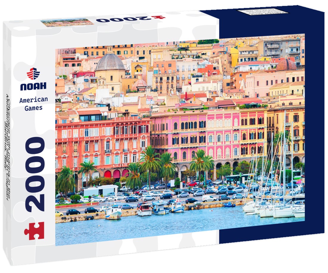 Cityscape with marina in the Mediterranean Sea in Cagliari, Sardinia, Italy 2000pc Puzzle