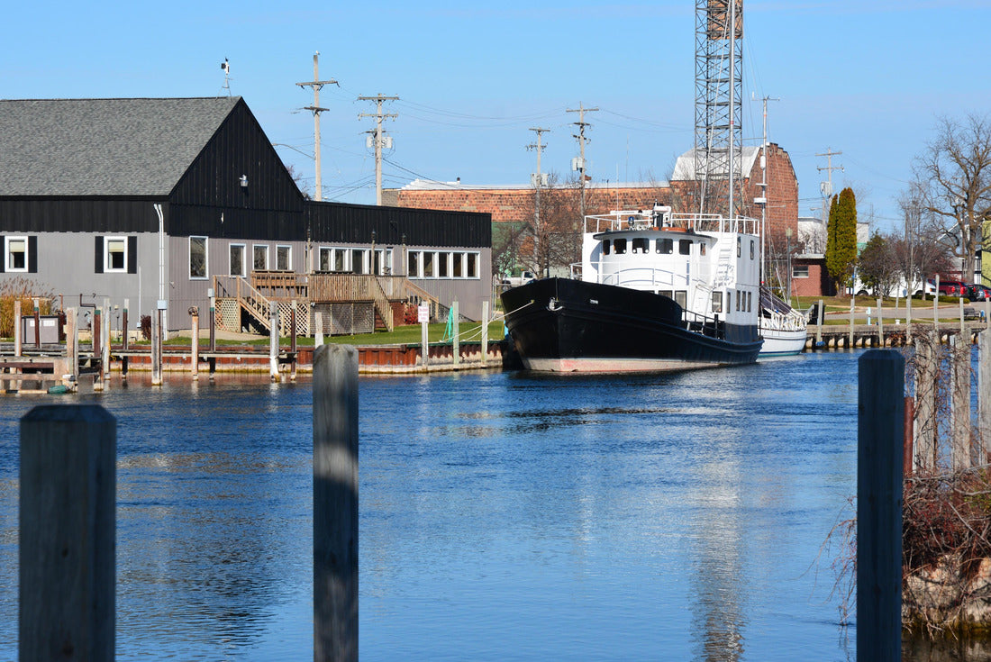 River scene on the Cheboygan, Michigan river and the inland waterway with docks and boats 2000pc Puzzle