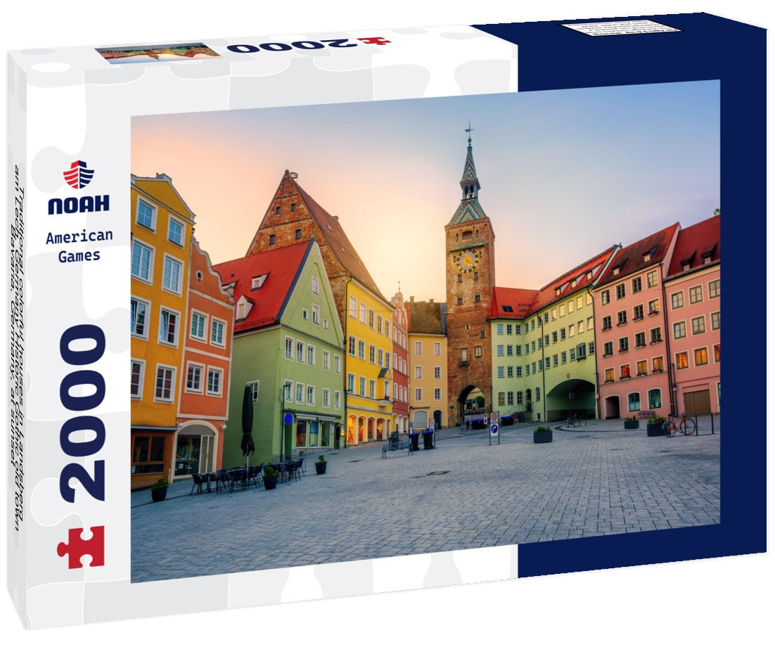 Traditional colorful houses in Landsberg am Lech, Germany Historic Gothic old town, Bavaria, Germany, at sunset 2000pc Puzzle